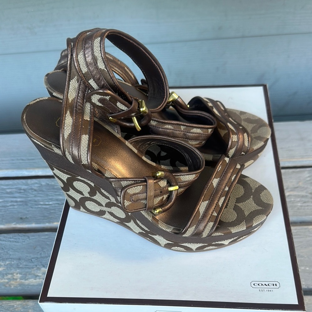 Coach Brown Wedge Shoes (NIB) - Picture 2 of 6